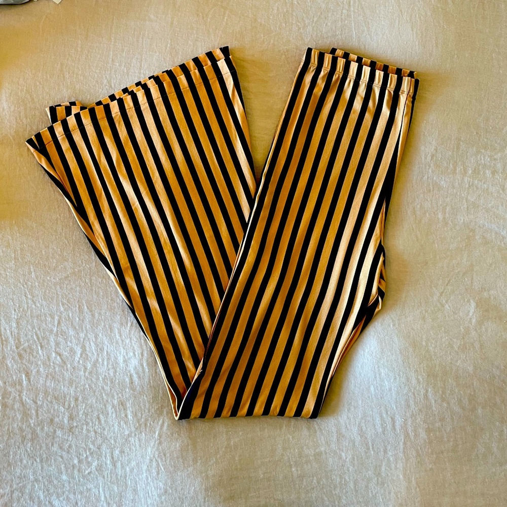 Novella Royale Black and Gold Striped Flare Pants